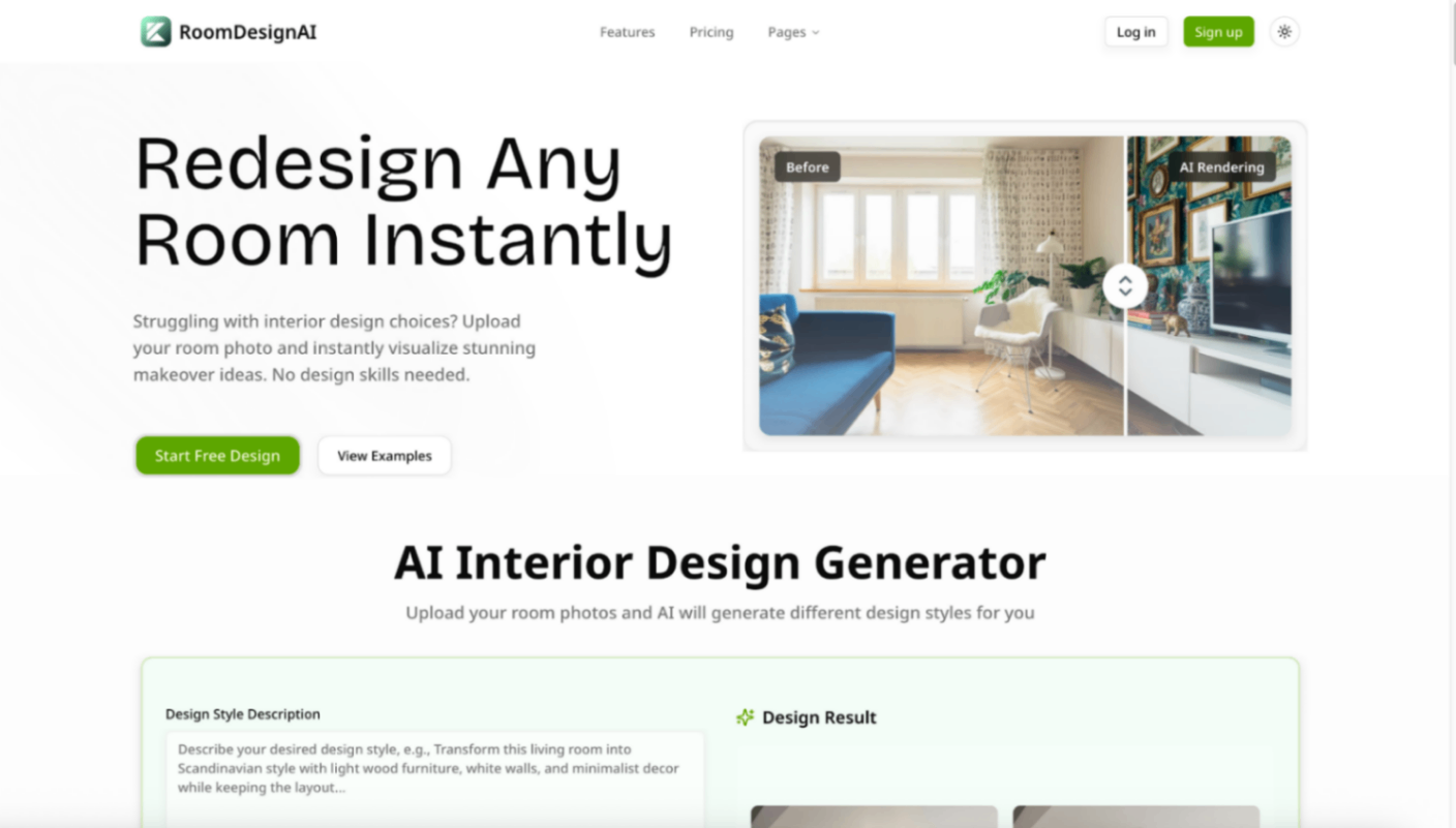 roomdesignai screenshot and logo