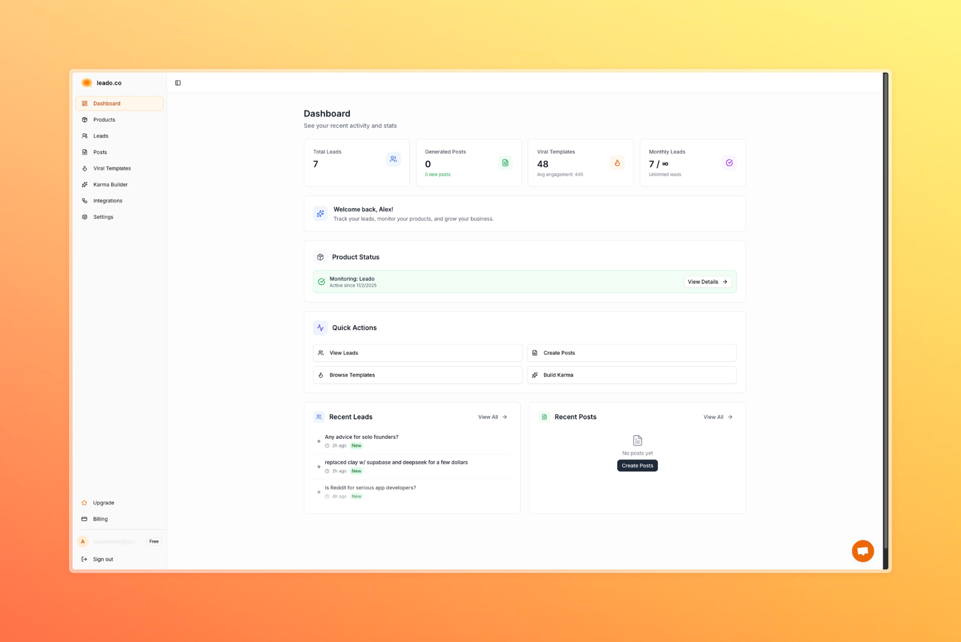 Leado screenshot and logo