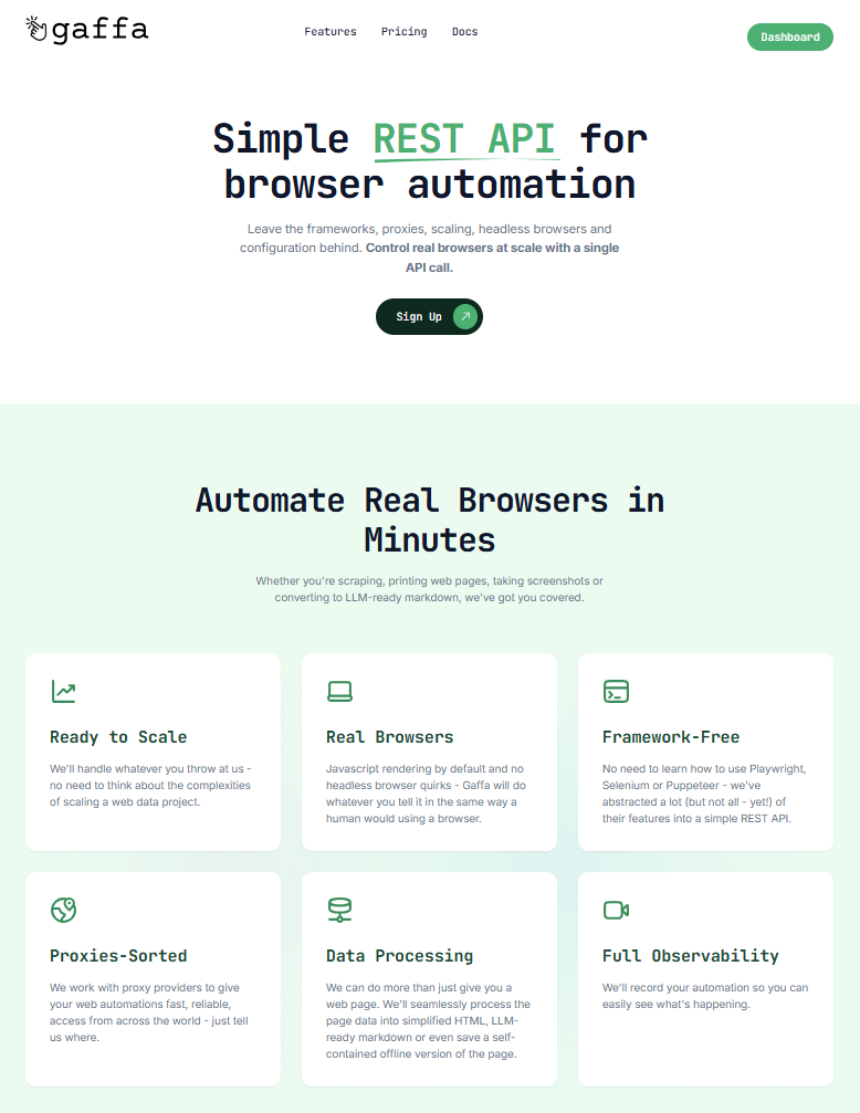 Gaffa screenshot and logo