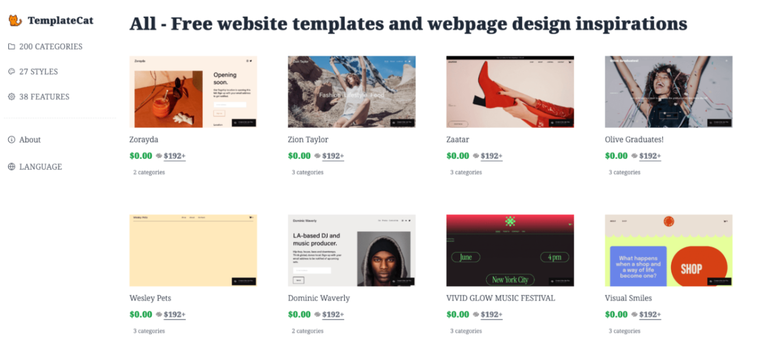 TemplateCat screenshot and logo