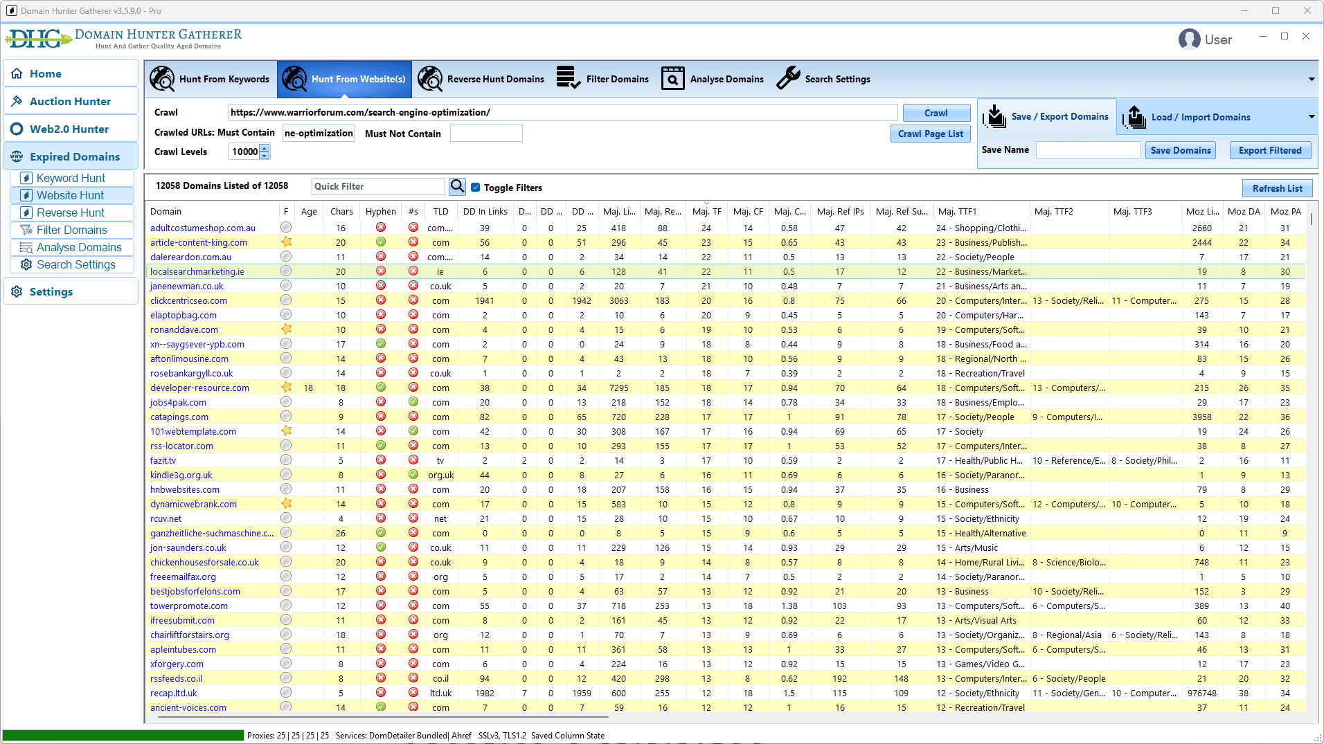 Domain Hunter Gatherer screenshot and logo