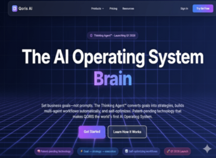 QORIS AI screenshot and logo