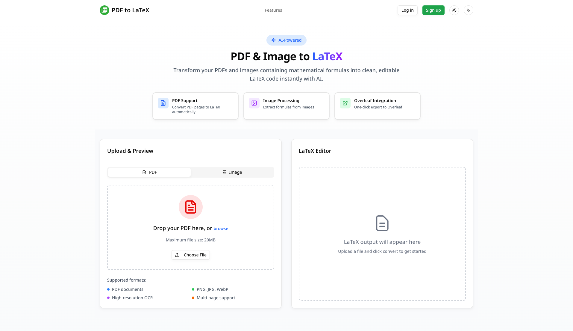 PDF to LaTeX screenshot and logo