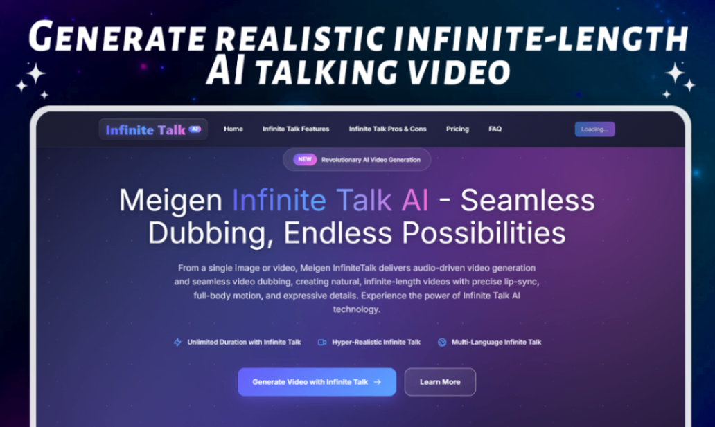 Infinite Talk AI screenshot and logo