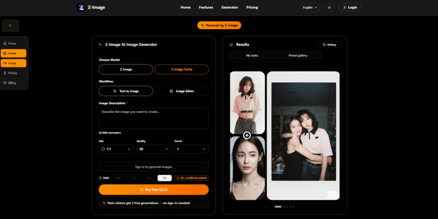 Z-image.io screenshot and logo