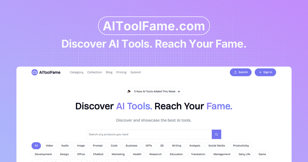 AIToolFame screenshot and logo