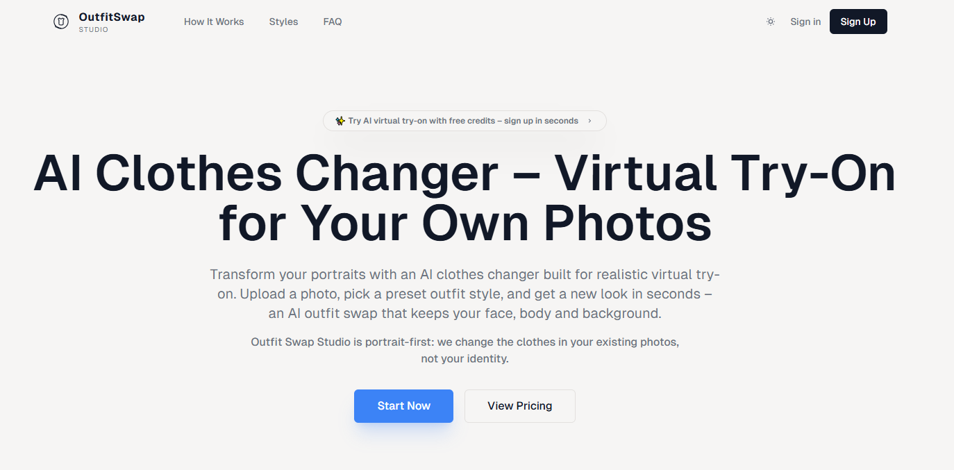 Outfit Swap Studio – AI Clothes Changer for Your Own Photos screenshot and logo