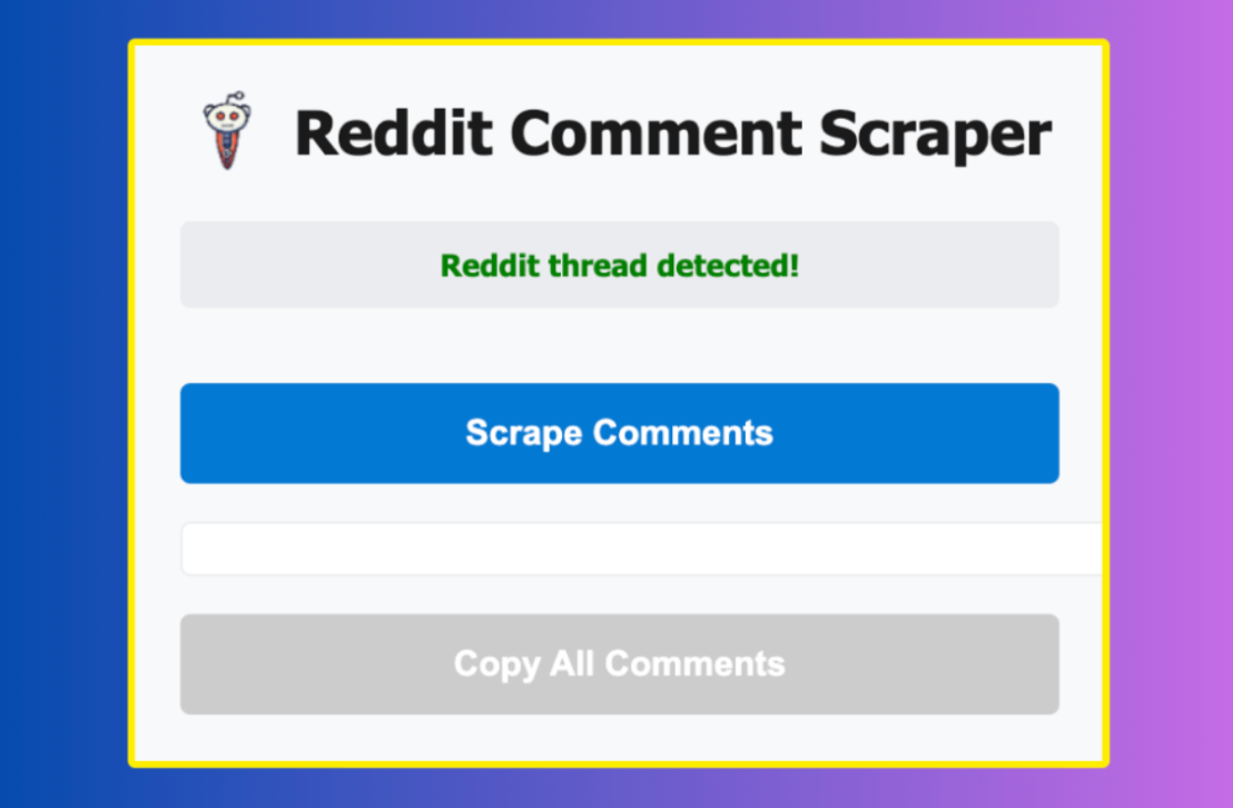 Reddit Comment Scraper screenshot and logo