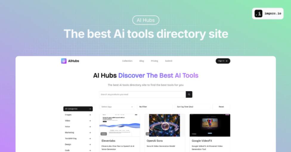 Aihubs screenshot and logo