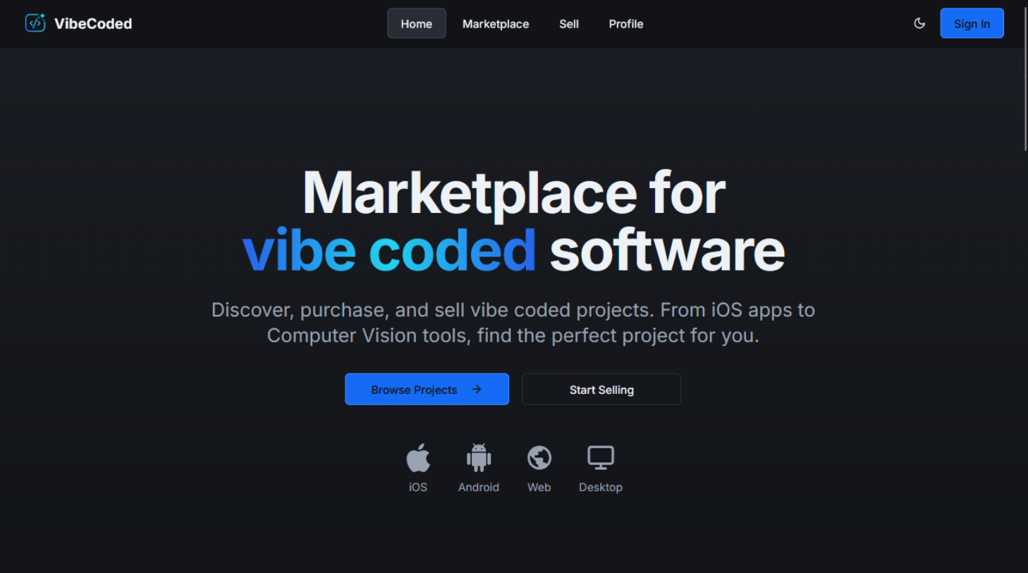 Vibe Coded screenshot and logo