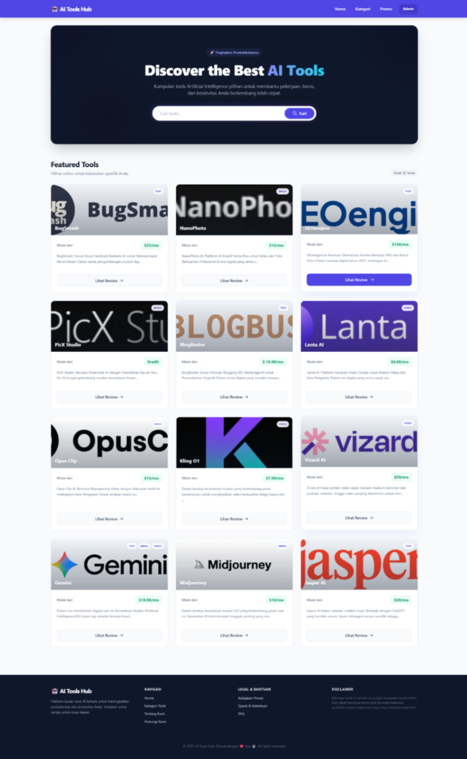 AI Tools Hub screenshot and logo