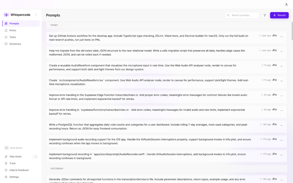 WhisperCode screenshot and logo
