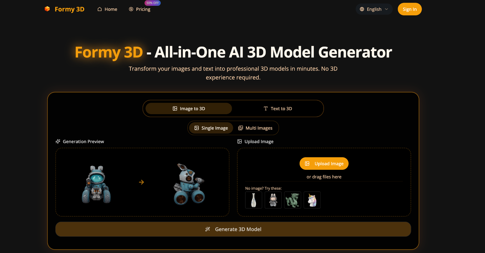 Formy 3d screenshot and logo