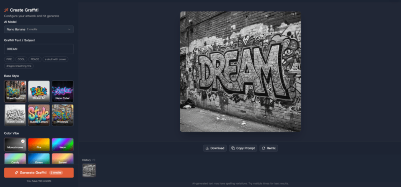 graffiti generator screenshot and logo