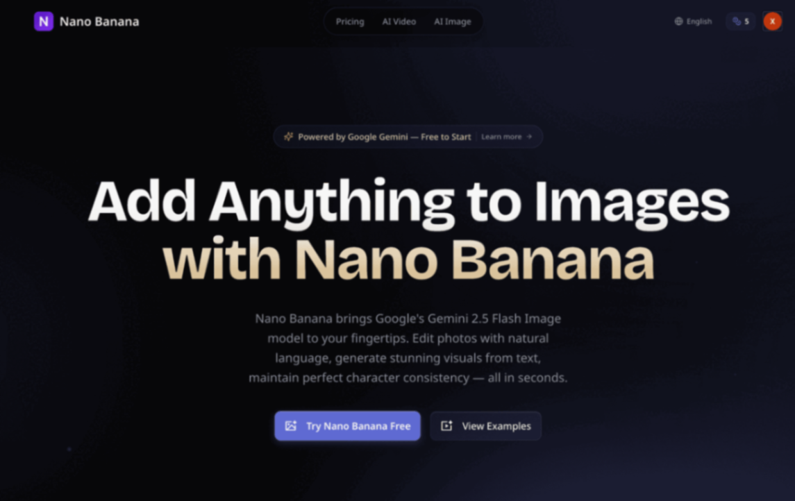 Nano Banana AI screenshot and logo