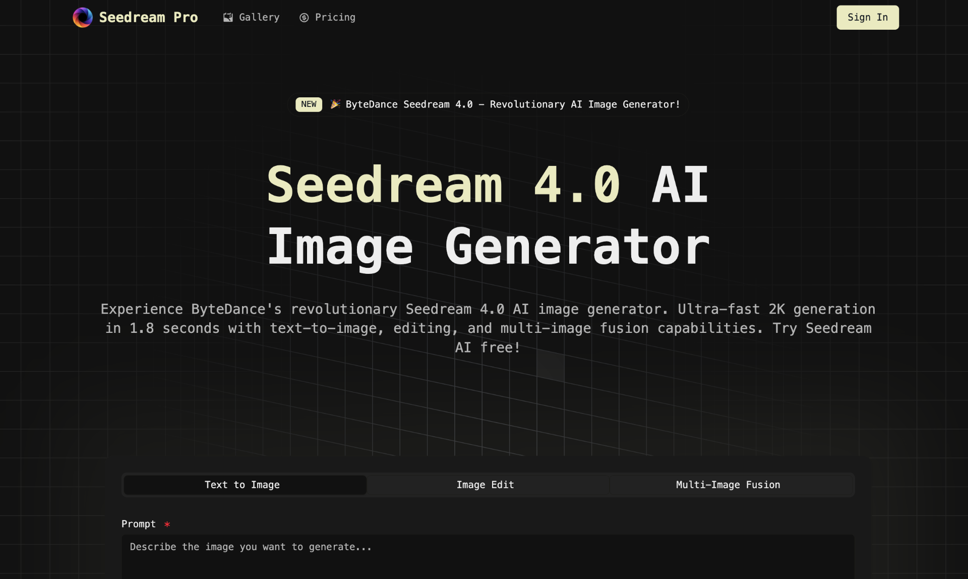 Seedream Pro screenshot and logo