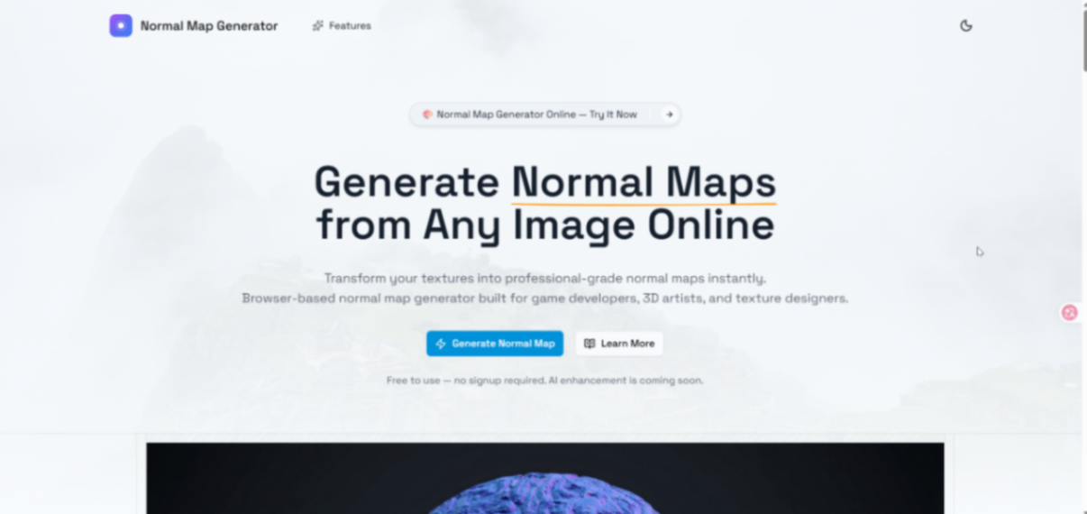 Normal Map Generator Online screenshot and logo