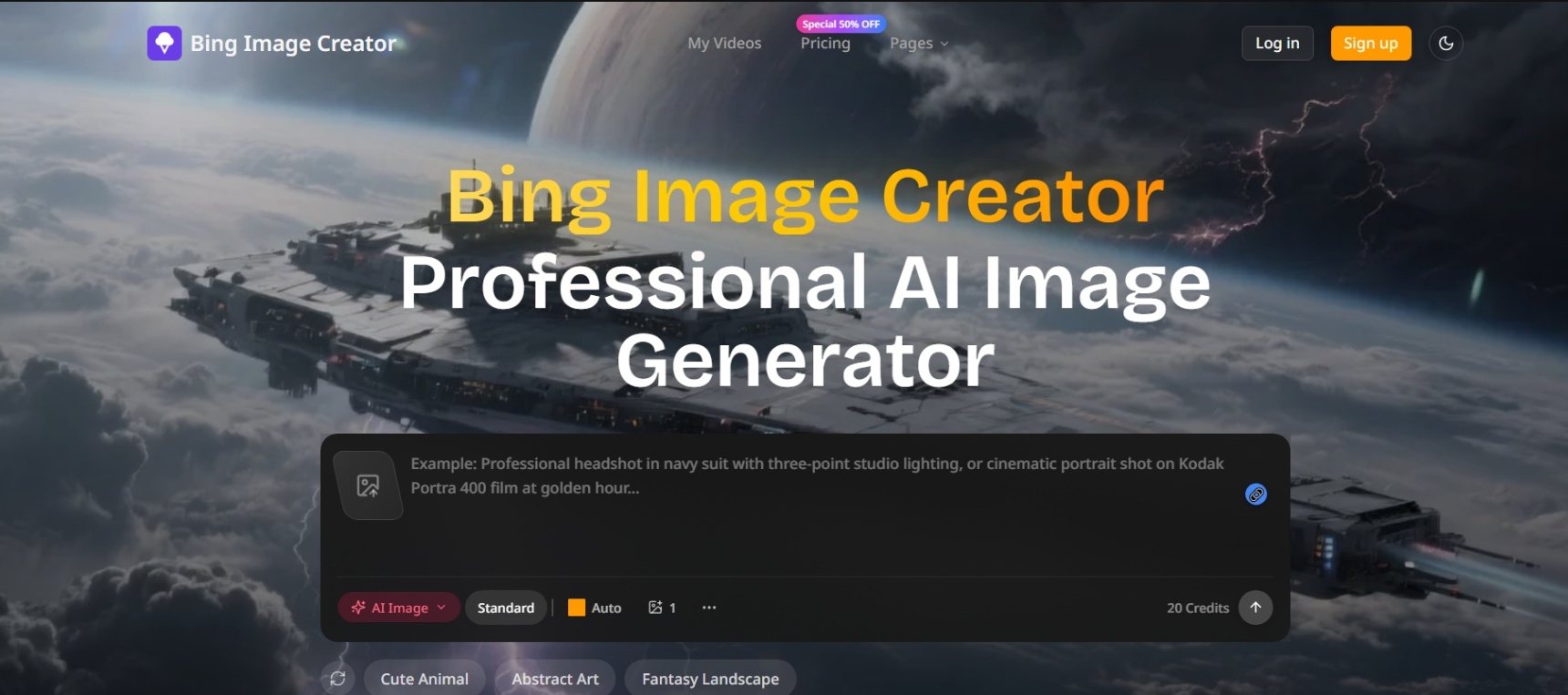 Bing Image Creator screenshot and logo