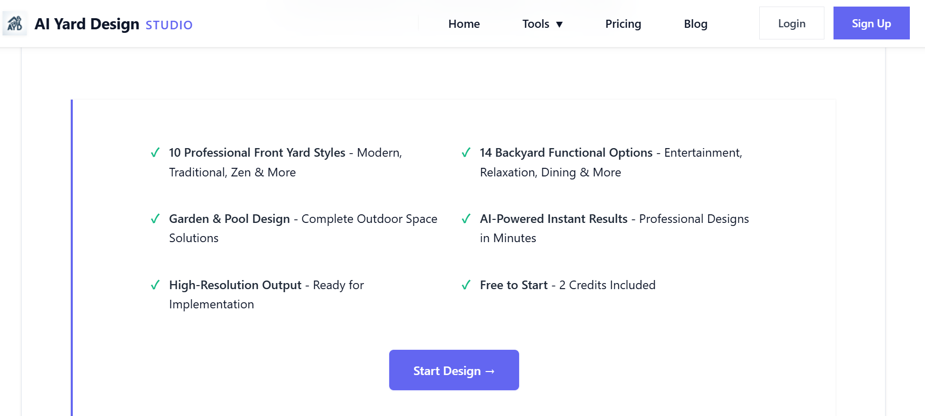 AI Yard Design Studio screenshot and logo