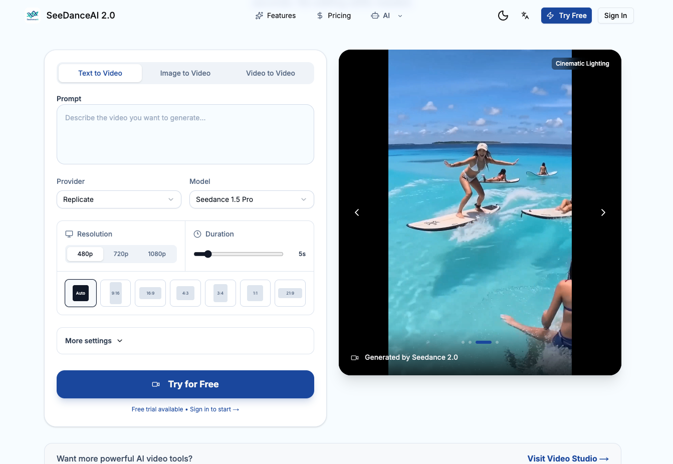 seedanceai.tech screenshot and logo