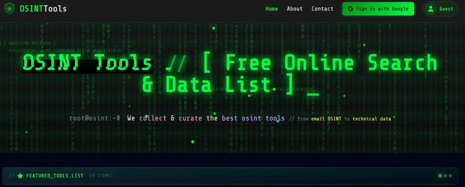 OSINT Tools screenshot and logo