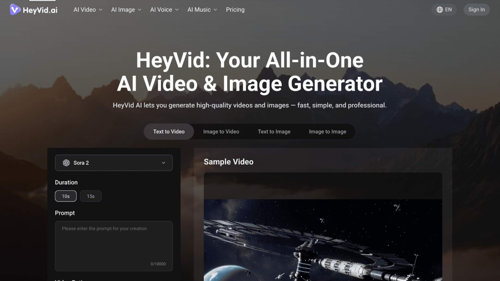 HeyVid screenshot and logo