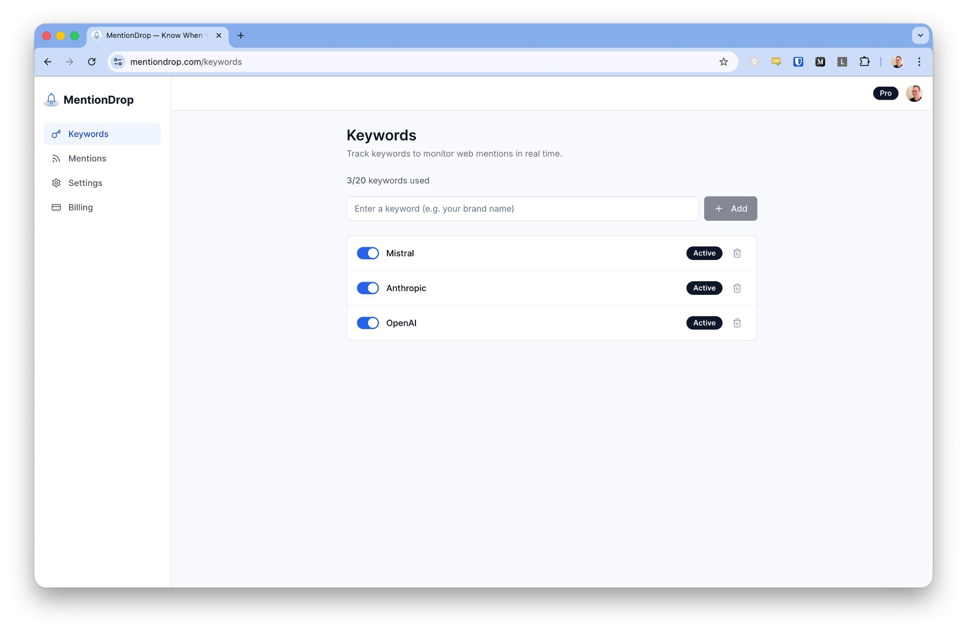 MentionDrop screenshot and logo