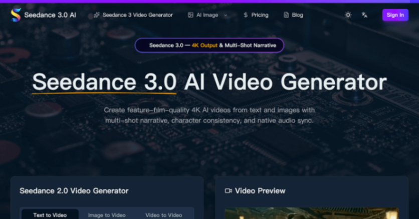 Seedance 3 AI screenshot and logo