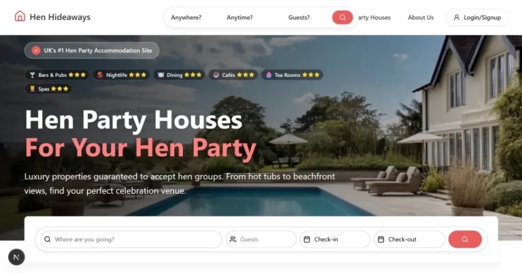 Hen Hideaways screenshot and logo