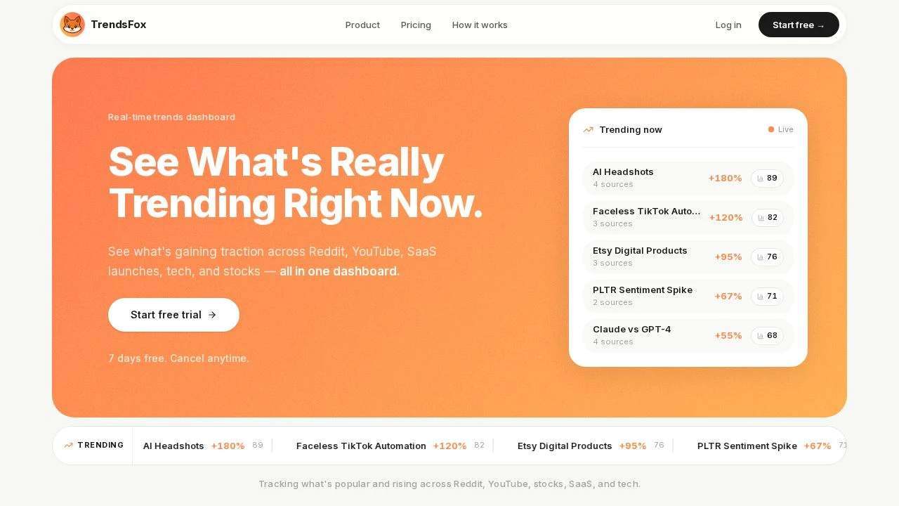 Trendsfox - See What's Really Trending screenshot and logo