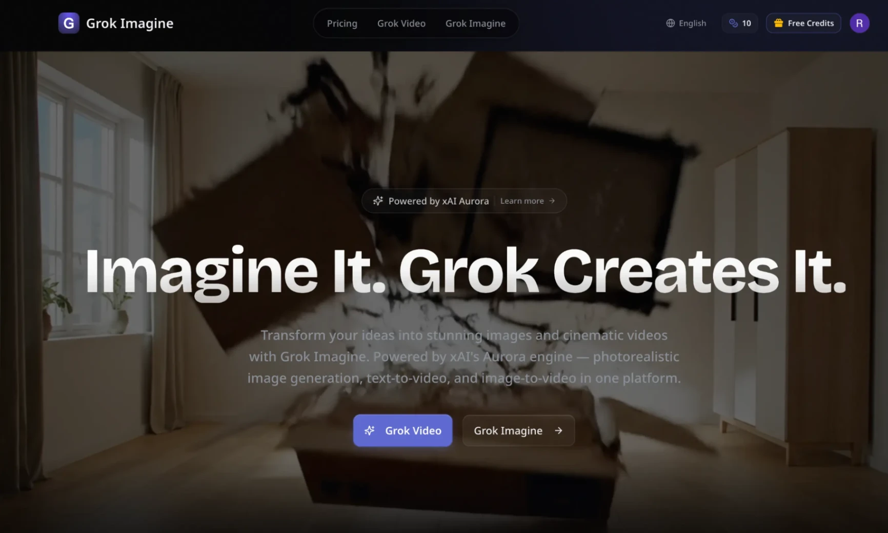Grok Imagine screenshot and logo