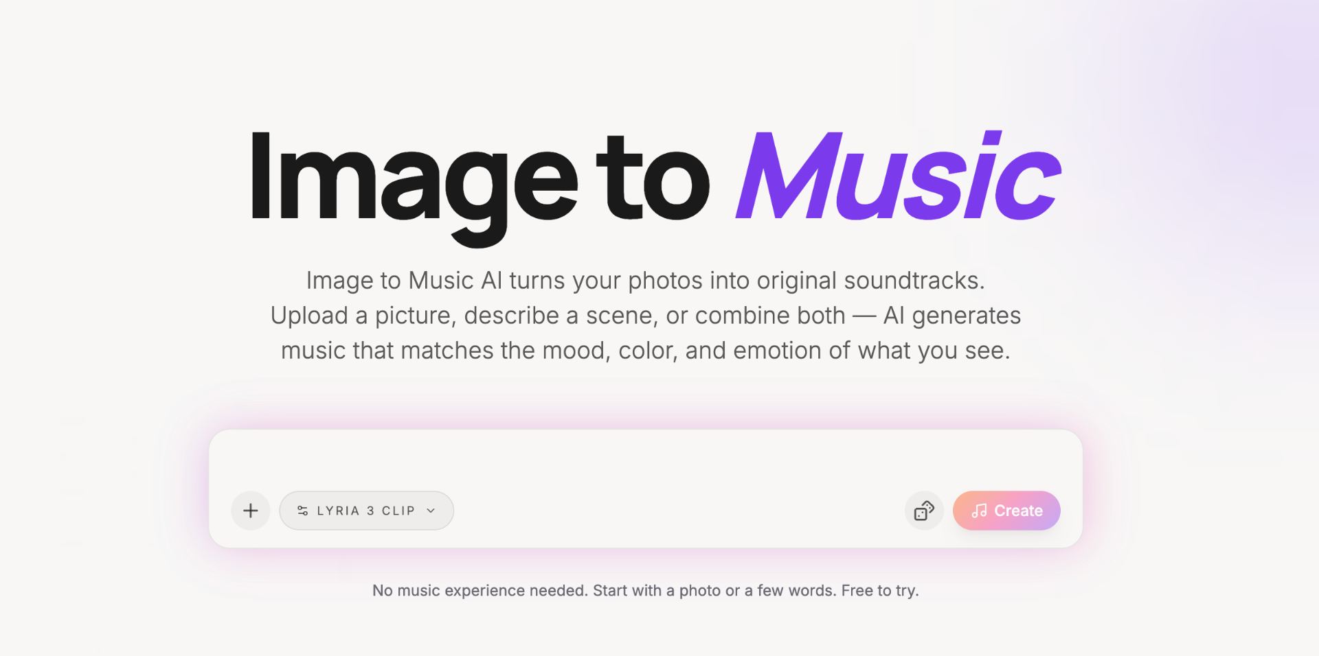 Image to Music AI screenshot and logo