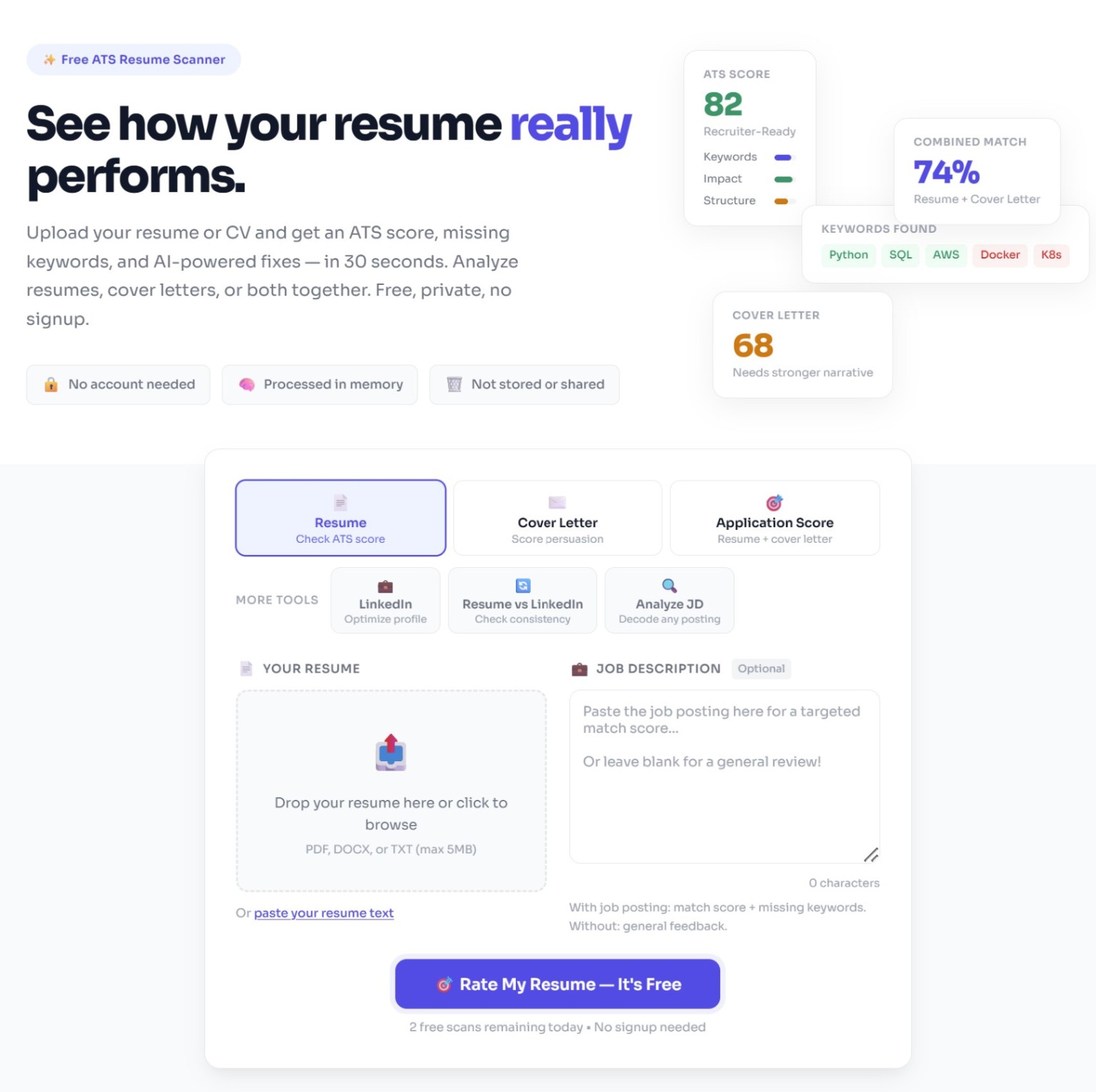 RateMy.cv screenshot and logo