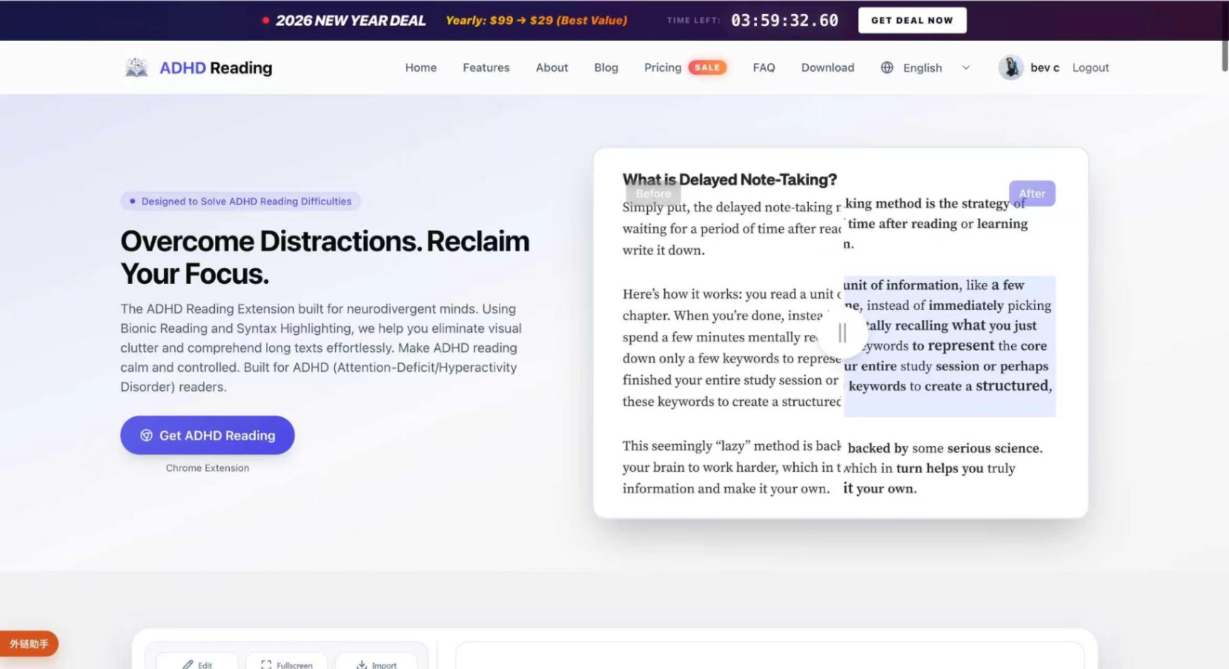 ADHD Reading screenshot and logo