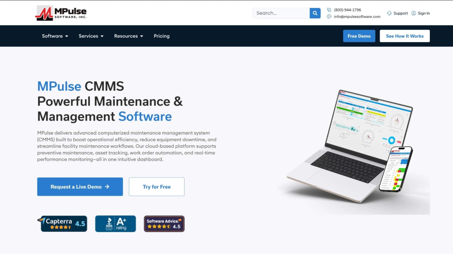 MPulse CMMS Software screenshot and logo