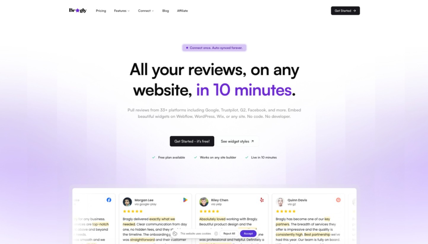 Bragly screenshot and logo