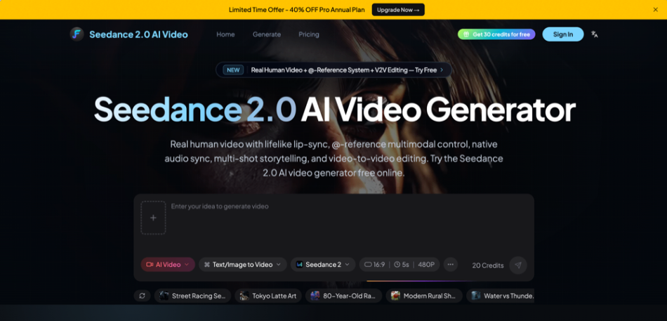 Seedance 2.0 AI Video screenshot and logo
