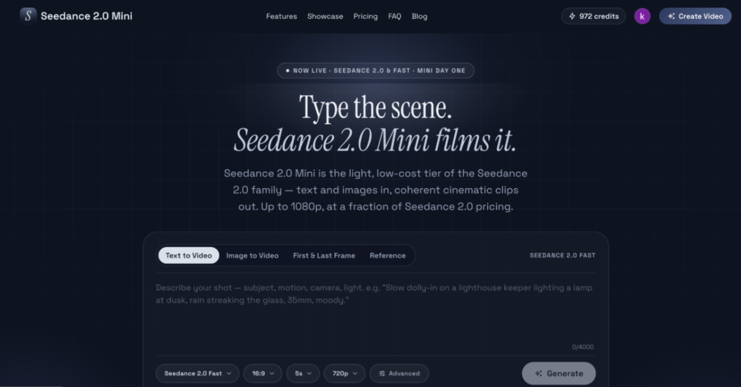 Seedance 2.0 Mini screenshot and logo