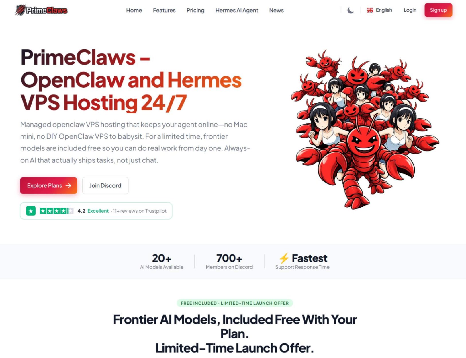 PrimeClaws VPS screenshot and logo