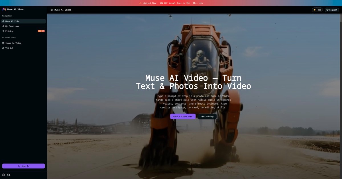 Muse AI Video screenshot and logo