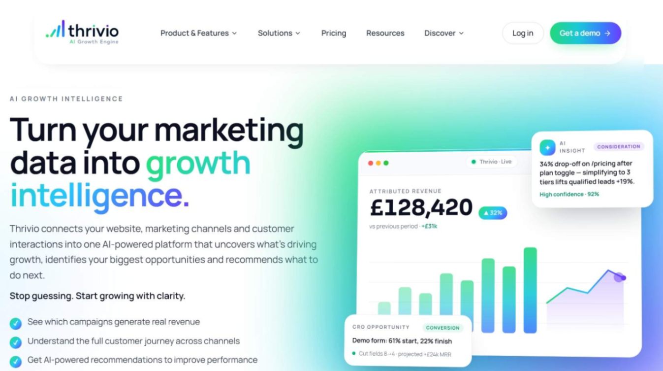 Thrivio screenshot and logo