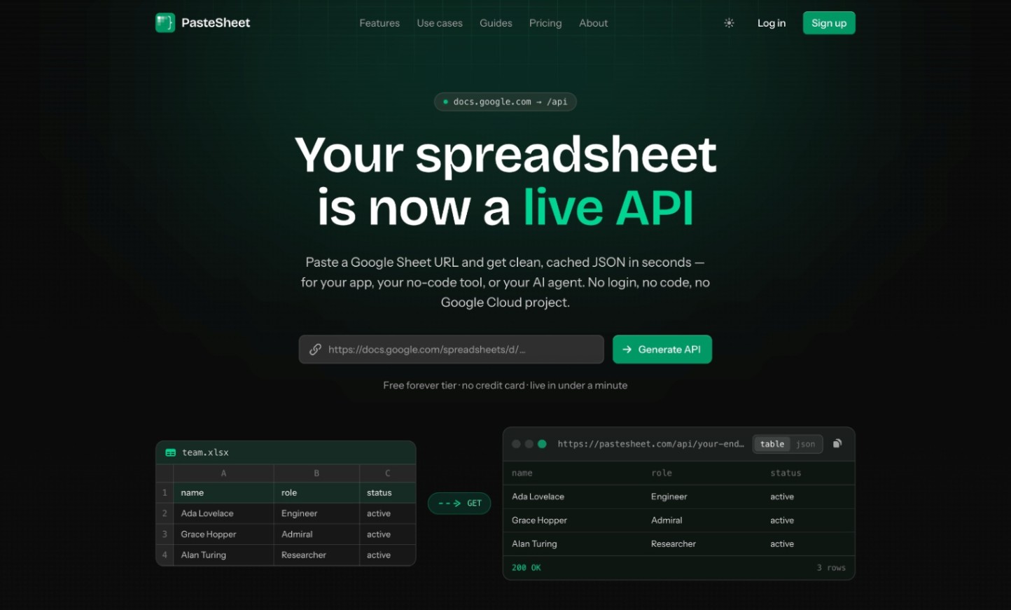 PasteSheet screenshot and logo