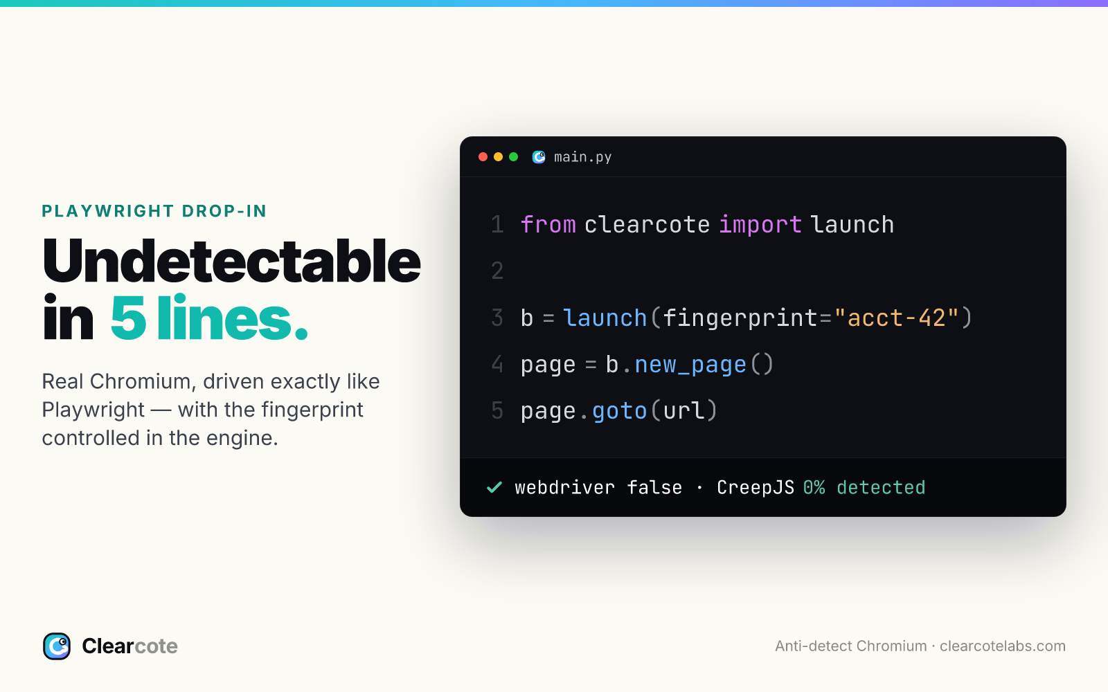 Clearcote screenshot and logo