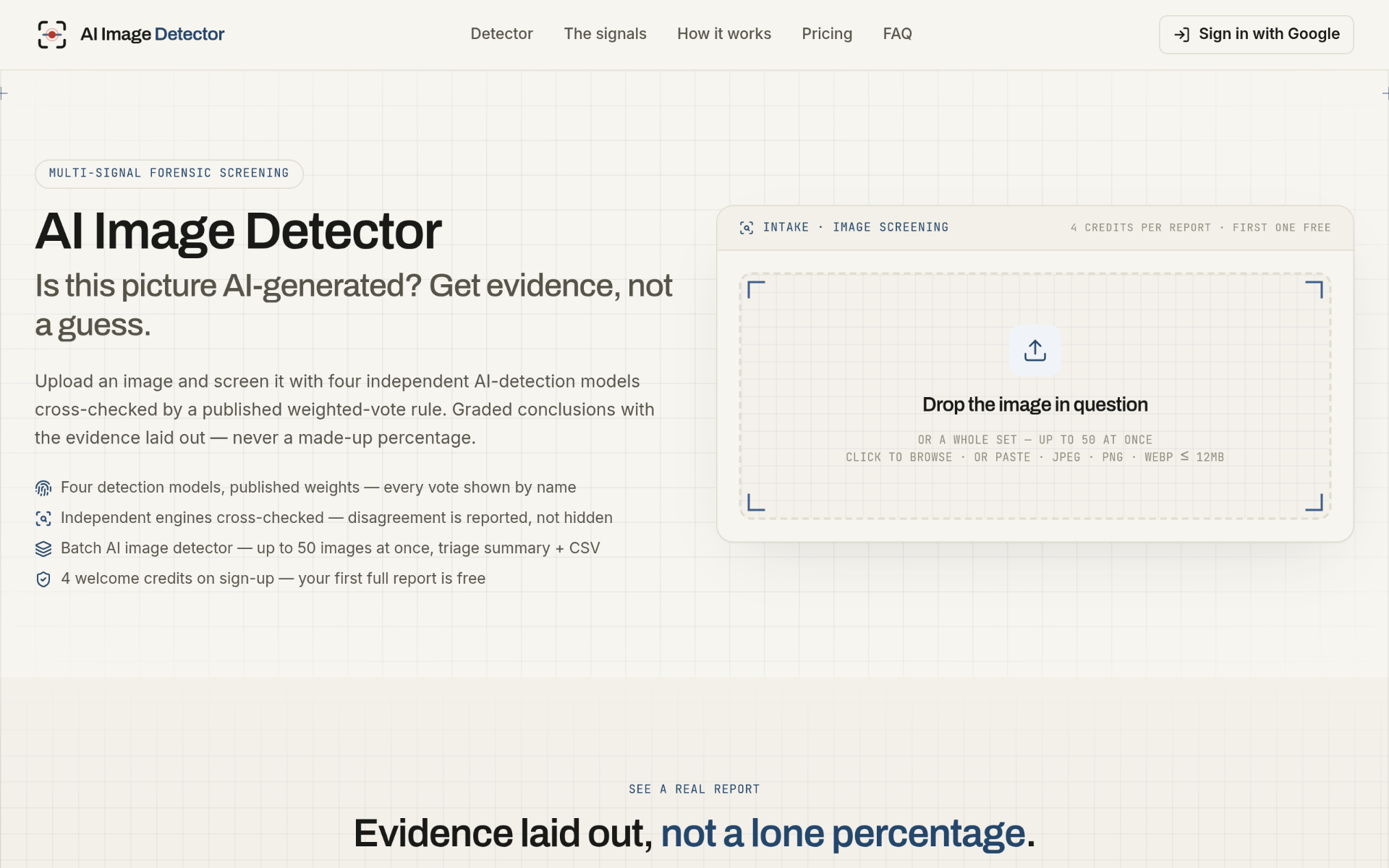 AI Image Detector screenshot and logo
