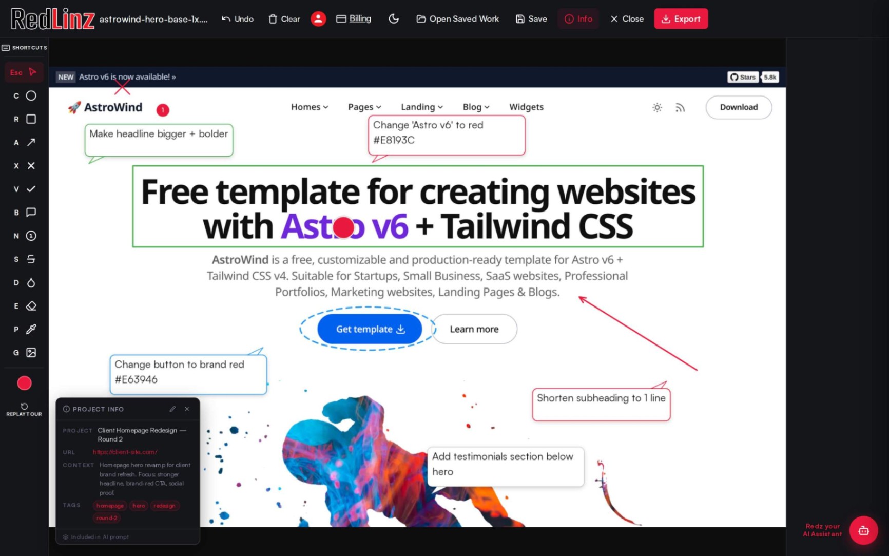 RedLinz screenshot and logo