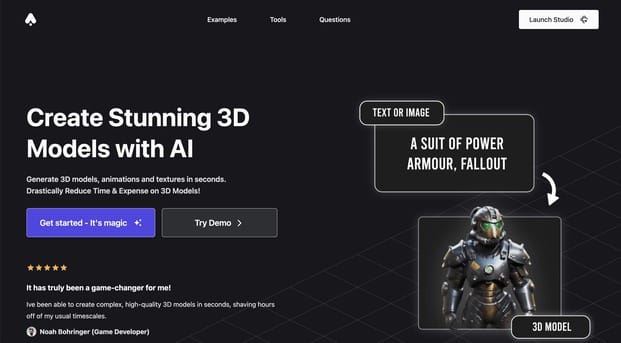 3D AI Studio  screenshot and logo