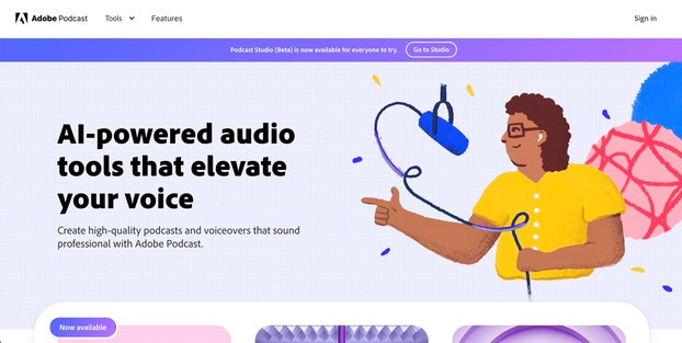 Adobe Podcast AI screenshot and logo