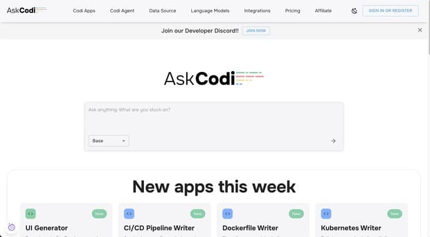 AskCodi AI screenshot and logo