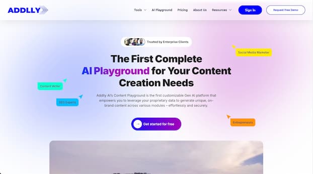 Addlly AI screenshot and logo