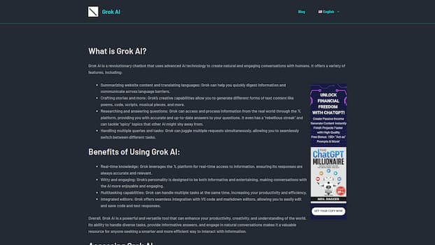 Grok AI Chatbot screenshot and logo